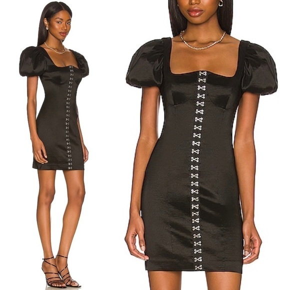 LPA Francesca Mini Dress in Black - Picture 1 of 5